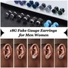 FUNRUN JEWELRY 12 Pairs 18G Fake Gauge Earrings for Men Women Stainless Steel Stud Earrings Faux Gauges Earrings Cheater Fake Ear Plugs Gauges Tunnel