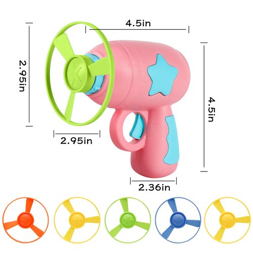 Andiker Cat Fetch Toy, Interactive Cat Flying Disc Launcher Toy with 5 Colorful Flying Propellers for Cat Enrichment, Flying Saucer Toy for Cat for Training and Chasing (Pink)
