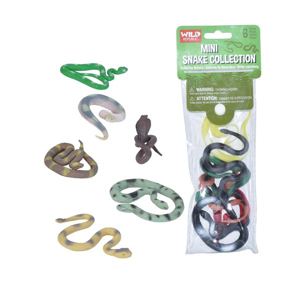 Wild Republic Mini Snake Polybag, Fake Snakes, Educational Toys, Kids Gifts, 12Piece