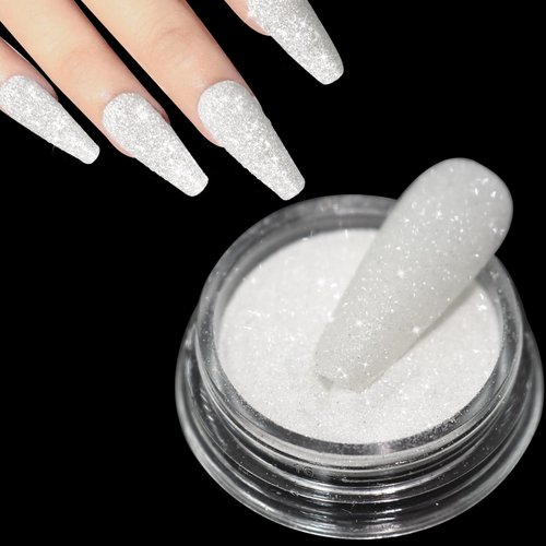 Laza 1.5g/0.05oz Diamond Nail Glitter Reflective Glitter Rhinestones Diamond Dust Pixie Crystals for Nails Holographic Nail Powder Glitter Decorations for Nail Art Tips Manicure - Sparkle White