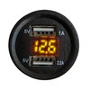 Round Dual USB Port Amber LED Volt Meter Fast Charger 5V Power Outlet with Power Bus Bar Plug Harness Compatible with Polaris RZR Pro Ranger Crew XP 2018-2023
