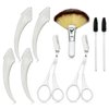 9Pcs Eyebrow Trimmer Kit,Eyebrow Scissors with Comb,Brow Shaping Tool and Groom Brush,Curved Eyebrow Razor Lash Comb Cosmetic Brush