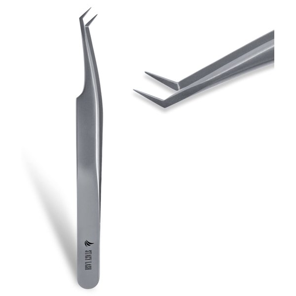 Stacy Lash STL-13 Curved Eyelash Extension Tweezers/Precision Tool for False Lashes Application/Supplies for Classic Extensions & Premade Fans/Tool Applicator for Volume Eyelashes/Beauty Accessories