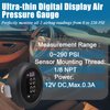CNRAQR Dual Digital Display Air Pressure Gauge 2-1/16" (52mm) Air Suspension Gauge Kit 0-220 PSI 2PCS 1/8NPT Sensors with 1/4NPT Replacement Fittings for Air Suspension Systems Cars, Suvs and Trucks