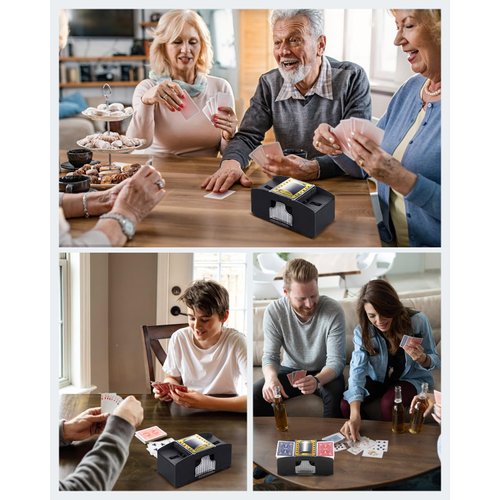 ARTISHION Automatic Card Shuffler - 1-2 Deck, Poker Shuffler Machine, Casino Card Electric Shuffler, Lower Noise Playing Card Shuffler for UNO, Phase 10, Poker Skip Bo Card Games, Sleeved Card