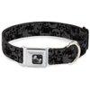 Dog Collar Seatbelt Buckle Skull Pile Black Gray 9 to 15 Inches 1.0 Inch Wide
