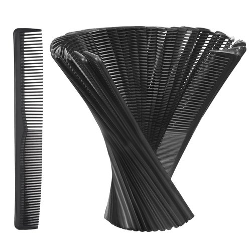 Hestya 36 Pack Hair Comb Bulk 7 Inch Carbon Fiber Cutting Comb All Purpose Combs for Men Women Plastic Hairdressing Styling Combs for Salon or Hotel Hair Care, Black