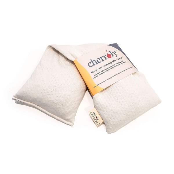 Cherroly Natural Pain Relief Moist Heat Therapy, Cherry Pits in Organic Cotton, Microwavable Heating Pad/Cold Compress- Back, Neck, Muscles, Joints, Stomach, Menstrual Pains Aches Cramps -Medium