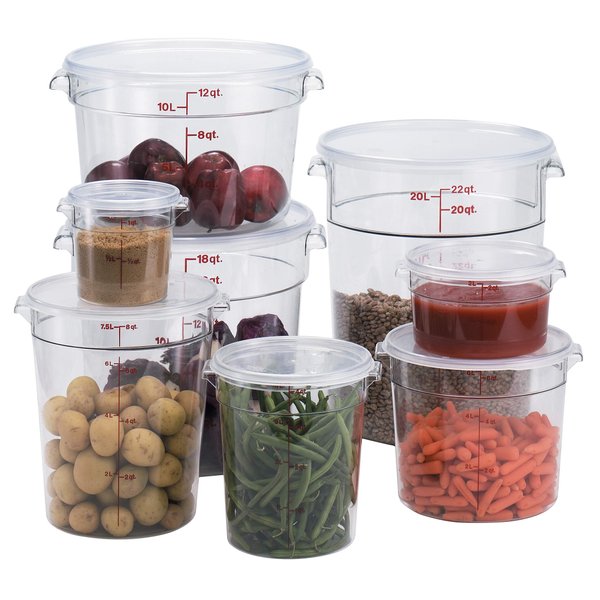 Cambro RFSCW4135 Camwear Round Food Storage Container, Polycarbonate, 4-Quart, Clear, NSF