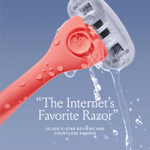 Billie Razors for Women Shave Kit – Women’s Razor + 4 x 5-Blade Razor Refills + Magnetic Holder – Coral