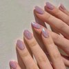 24 Pcs Purple Press on Nails Short Almond - MINGCHUN Summer Aurora Fake Nails Press ons French Nail Art Tips with Glitter Design Full Cover Acrylic False Nails Glue on Nails Stick on Nails Kit