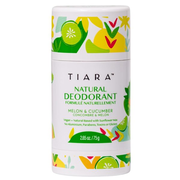 TIARA Natural Deodorant - Natural Deodorant for Women and Men, Aluminum & Paraben Free Vegan Deodorant with Shea Butter and Vitamin E - 24 Hour Odor Control - Melon & Cucumber Scented Deodorant