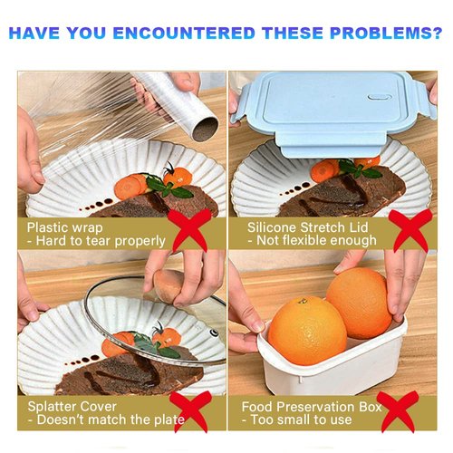 200PCS Plastic Bowl Covers Reusable, Thicken Plastic Covers for Bowls Elastic Bowl Covers Food Leftover Covers Picnic Plastic Food Covers Stretch Plastic Cover Food for Family Outdoor Picnic