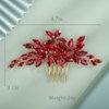 BERYUAN Women Girls Bridal Red Crystal Rhinestone Wedding Hair Comb Teardrop Rhinestone Wedding Headpiece Silver Gold Wedding Hair Accessories Bridal Headband for Brides Bridesmaid (red)