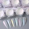 12 Box White Pearl Chrome Nail Powder Aurora Mermaid Iridescent Powder Holographic Mirror Effect Chrome Nail Glitter for Women Girls Nail Art Supplies Manicure Decorations…