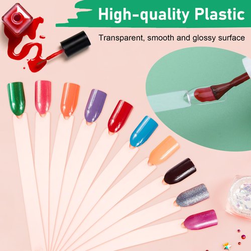 AHIER Nail Swatch Sticks, Swatch Sticks Nail Polish, Fan-shaped False Fake Nail Art Tips Sticks Polish Gel Salon Display Chart Practice Tool (200 Pack)