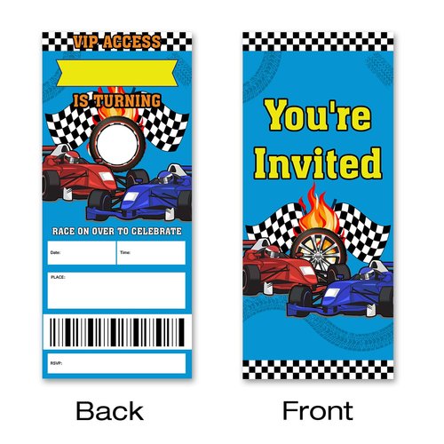 brayqu Race Car Birthday Invitations for Boy Red and Blue Car Racing Ticket Party Invitations Fill-in (20 Invitation Cards with Envelopes)