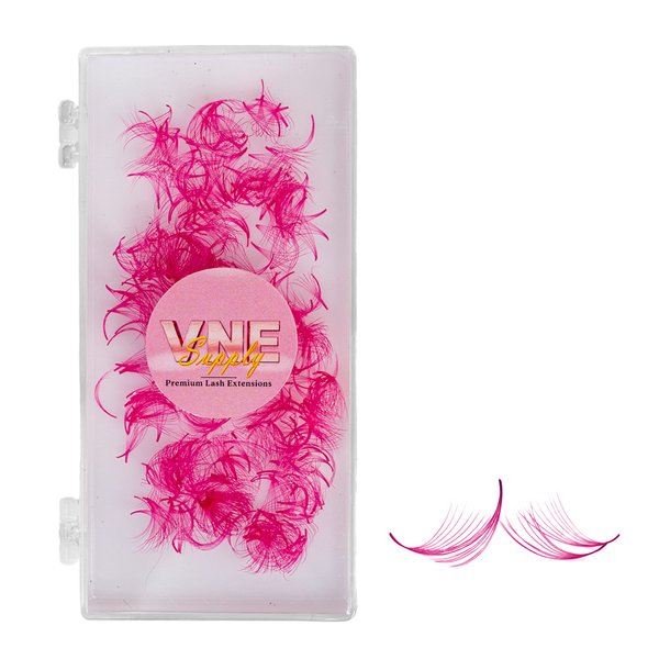 VNE 500 Fans Colorful Lash Extensions | Premade Volume Lash Extensions | Premade Mega Volume Fans | Colored Lash Extension | Russian Volume Eyelash Extensions |6D, Pink, D Curl, 14mm