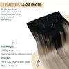 Ugeat Clip in Human Hair Extensions Black Ombre to Blonde Hair Extensions Clip in Real Human Hair Balayage Clip Hair Extensions Double Weft 20 Inch 120 Grams #1B/18/60