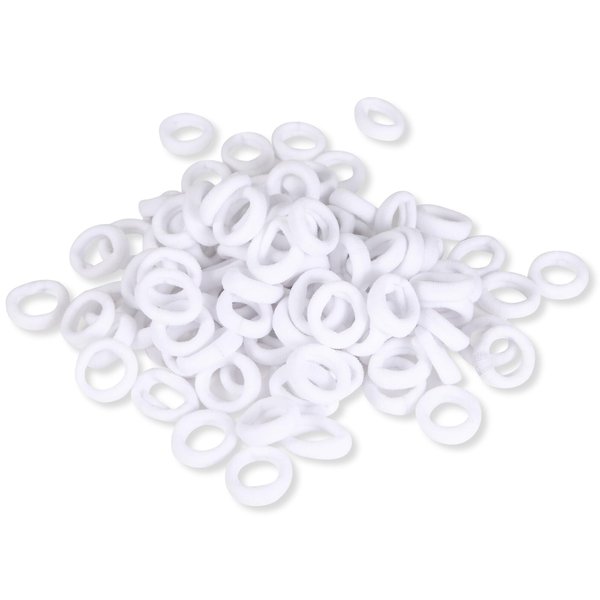 CYWLIFE Tiny Hair Bands, 100 PCS White Hair Ties, No Crease Ponytail Holders, Tiny Soft Rubber Bands for Girls Kids Women Men, 7MM No Hurt Durable Hair Accessories