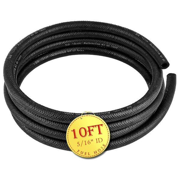 Afa Motors Fuel Line Hose 5/16 Inch ID (8mm) 10FT NBR Neoprene Rubber Push Lock Fuel Hose High Pressure 300PSI For Automotive Fuel Systems Engines