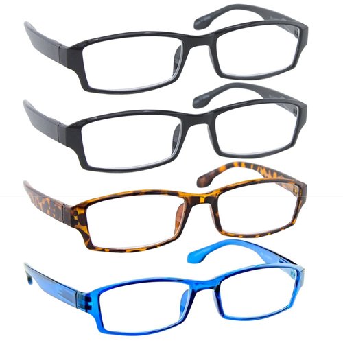 TruVision Readers - 9501HP - 4 pk -2 Black Tortoise Blue- +1.50