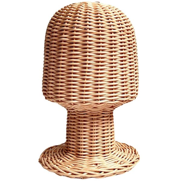 Wig Stand Rattan Mannequin Holder Display Showcase Hat Cap Hair Wig Display Holder Shaper Inner Support Handmade Wicker Manikin Block for Salon Barber Shop