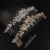 JWICOS Wedding Crystal Hair Comb Bridal Hair Comb Hair Clip Vine Headpiece Wedding Hair Accessories for Brides (Gold)