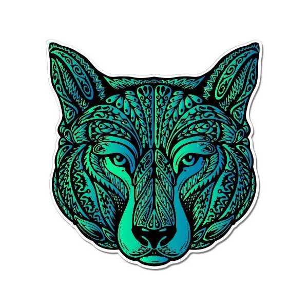 GT Graphics Ethnic Wolf - 5" Vinyl Sticker - for Car Laptop I-Pad - Waterproof Decal