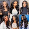 mdgfge Body Wave Lace Front Wigs Synthetic Hair Pre Plucked Glueless Wigs Lace Frontal Wigs Brazilian Human Virgin Hair Natural Black for Women Beginners (26 Inch)