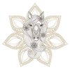 EW Designs Delicate Cream Feminine Horse with Mandala Flowers Vinyl Decal Bumper Sticker (4" Wide)
