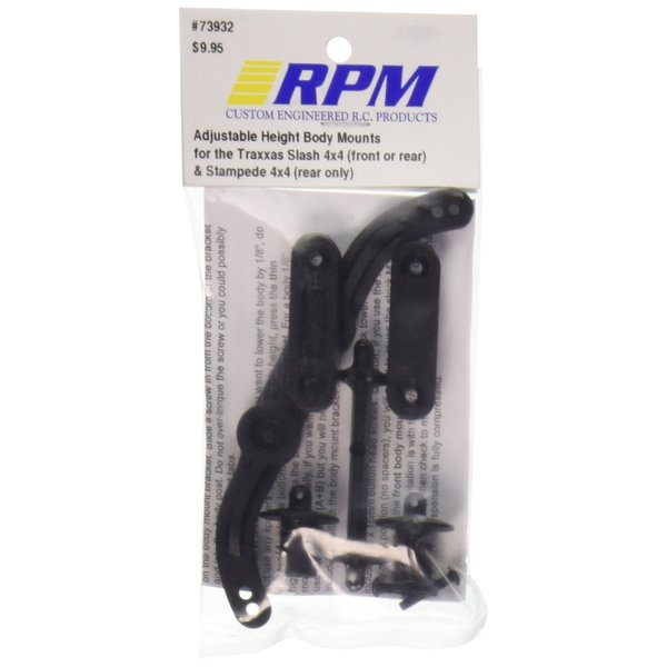 RPM Adjustable Height Body Mounts Traxxas Slash 4x4, Black