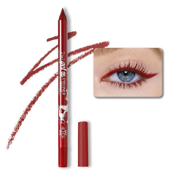 Kaely Red Pencil Eyeliner,Sharpenable Multi-Use Gel Eyeliner Pencil,Waterproof Smudge proof Eye Liner Pen,Long Lasting Smooth Eye Makeup,delineador de ojos contra el agua,10