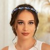 Formery Blue Crystals Headband Rhinestone Beaded Hairband Party Prom Wedding Handmade Pearl Beads Headpiece for Women and Girls