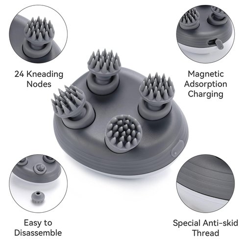 TCRAYCH Electric Head Scalp Massager, Handheld Cordless Pet Massager for Dog and Cat, Portable Waterproof Head Scratcher Massager for Hair Growth Stress Relax