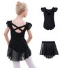 DIPUG Girls Ballet Leotards with Removable Skirt Toddler Flutter Sleeve Criss Cross Back Dance Leotard Combo 4t 5t 6 Black
