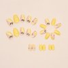24 Pcs Press on Nails Short Fake Nails Oval Designs Full Cover False Nails with Lemon Pattern Yellow Acrylic Nails Glossy Glue on Nails for Women Nail Art Decoration