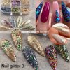 4 Boxes Nail Art Glitter Sequins Powder,24 Colors Laser Iridescent Irregular Hexagon Mermaid Green Purple Gold Mixed Holographic Glitter Flakes Nail Art Powder Nail Art Design Chunky Glitter Sequins
