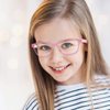 KDDOU 2 Pack Kids Blue Light Blocking Glasses for Girls & Boys Age 3-12, Ease Digital Eye Strain, Headache & Blurry Vision (Pink+ Purple)