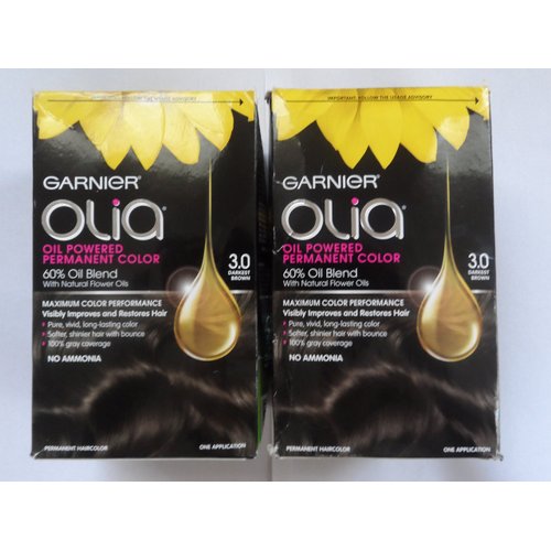 Garnier Olia Oil Powered Permanent Hair Color, 3.0 Darkest Brown