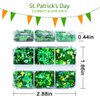 St. Patrick's Day Nail Glitter Sequins Green Clover Nail Sequins Nail Art Supplies 3D Holographic Lucky Shamrocks Glitter Sequins Design for Acrylic Nail Decals for Women's Nail Supplies 6 Grids