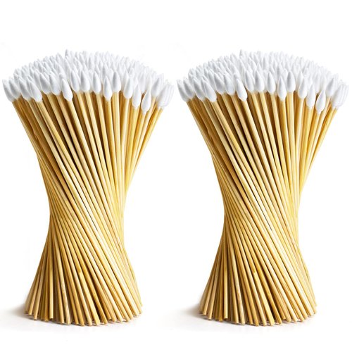 200 PCS 6" Long Cotton Swabs - Lint Free Cotton Swabs with Wooden Sticks - Strong Cleaning Swab with Bamboo Handle - Cotton Tipped Applicators for Gun Cleaning, Makeup, Pet Care