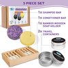 Solid shampoo and conditioner bar set - 5pcs with Vegan Shampoo and Conditioner Bar Set with Holder & Travel Tins - Paraben-free - Eco Friendly