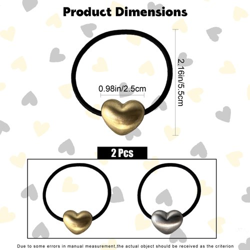 2-Pack Metal Hair Ties Hair Band Hair Tie, Black Elastic Hair Bands for Women's Hair, High Stretch Ponytail Holders with Gold and Silver Round Decorations (Gold and Silver Ball)