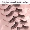 Half Lashes Natural Look with Clear Band Cat-Eye Lashes Wispy Fluffy Faux Mink False Eyelashes, 2 Styles Mixed 3/4 Corner Lashes Reusable Soft DIY Cluster Lashes Pack 14 Pairs by Heracks(37+Noya)