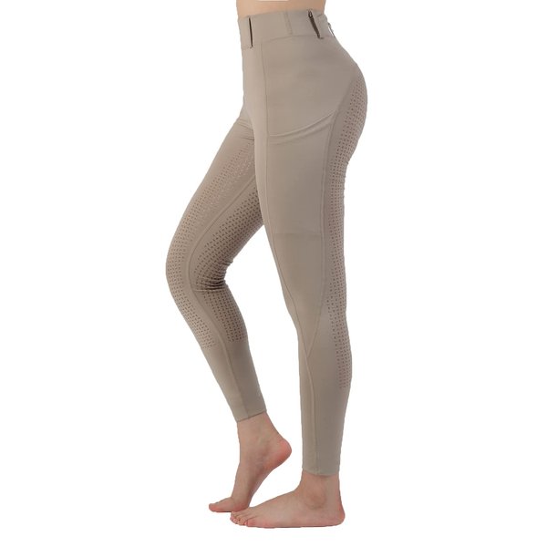 Women Equestrian Breeches Riding Tights Pockets,Women Training Breeches Pants with Silicone （Khaki,3XL）