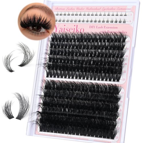 Fluffy Eyelash Clusters with Bottom Lashes 14-25mm Volume Lash Clusters Eyelash Extensions 100D+160D Individual Lashes Clusters 276pcs DIY D Curl Wispy Plant Fibers Lashes Clusters, by Yaiseiko