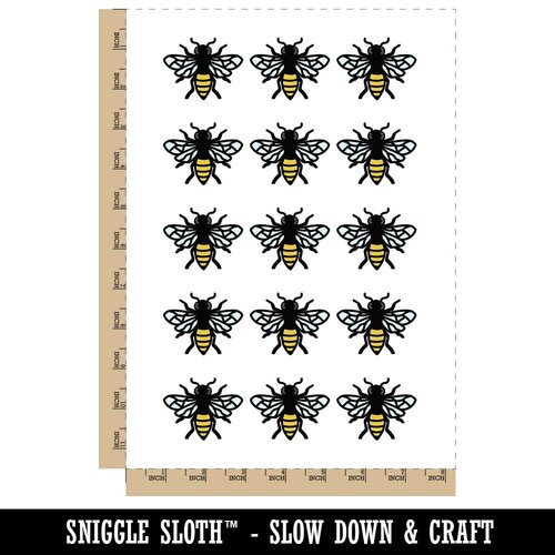 Bee Drawing Temporary Tattoo Water Resistant Fake Body Art Set Collection - 15 2" Tattoos (1 Sheet)