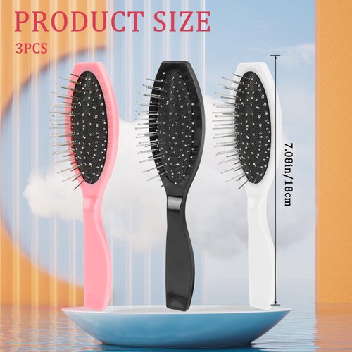 3 Pcs Wig Brush for Synthetic Wigs and Human Hair Stainless Steel Wig Wire Detangling Brushes Portable Wet Comb Professional Synthetic Hair Brush Hair Extension Brushes for Women