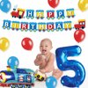 JOPARY Train 5th Birthday Decorations Boys Train, 5 Years Old Birthday Party Supplies With Number 5 Foil Balloons Train Birthday Banner,Latex Balloons For Kids Train Birthday Party Decoration